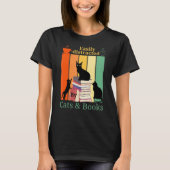 T-shirt Lecture Chat Facilement Distrait Par Chat Noir Et  (Devant)
