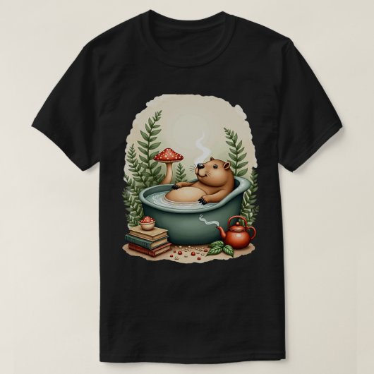 T-shirt Lecture confortable de capybara au bain chaud de c (Design devant)