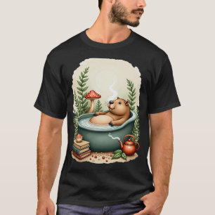 T-shirt Lecture confortable de capybara au bain chaud de c