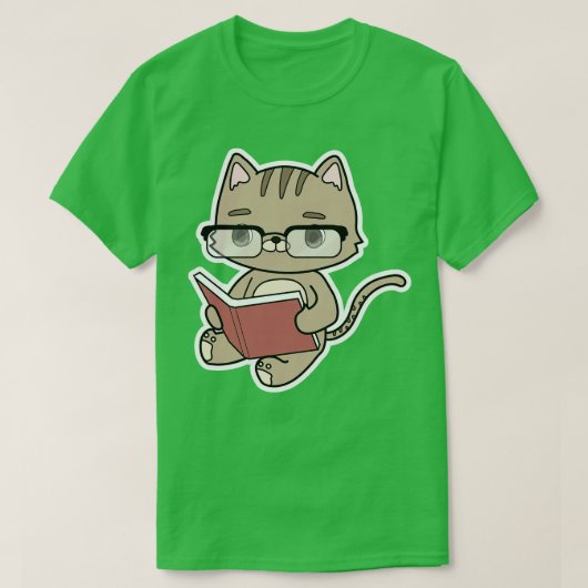 T-shirt Lecture de chat avec livre (Design devant)