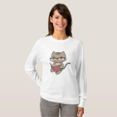 T-shirt Lecture de chat avec livre (Devant entier)