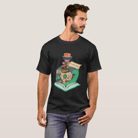 T-shirt Lecture de livre Graphisme Magic Rabbit Steampunk  (Devant entier)