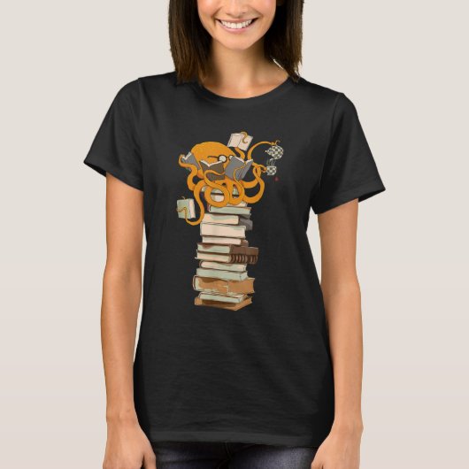 T-shirt Lecture de poulpe, thé, café et livres (Devant)