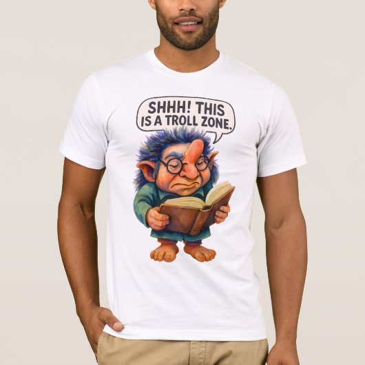 T-shirt Lecture de Troll Grumpy - Shhh ! C'est une zone de (Devant)