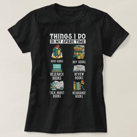 T-shirt Lecture du livre Lecture livres Livres temps libre (Design devant)