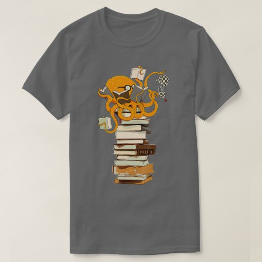 T-shirt Lecture Octopus, thé, café et livres cadeau (Design devant)