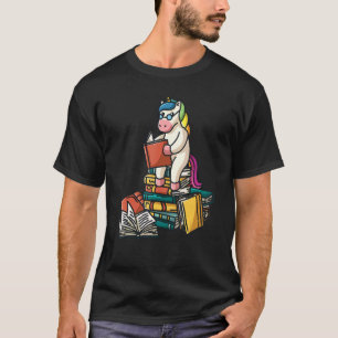 T-shirt Lecture Unicorn Assis Sur Une Pile De Livres Unico