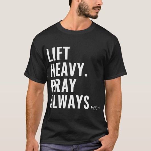 T-shirt Left Heavy Pray Toujours Poids Lifting Christian F (Devant)