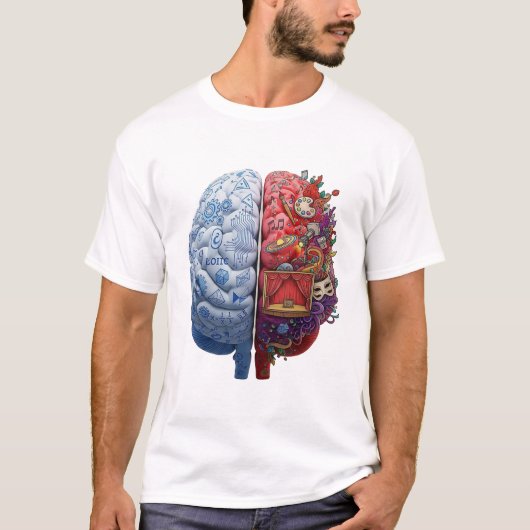 T-shirt Left vs. Right Brain: A Visual Illustration of Log (Devant)