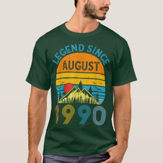 T-shirt Legend Since Août 1990 32nd Birthday Vintage 32 
