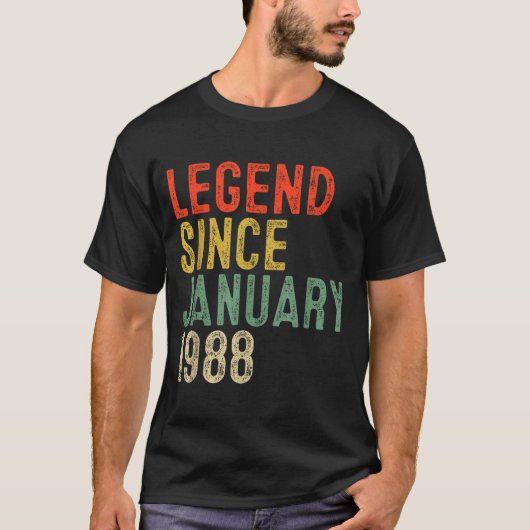 T-shirt Legend Since January 1988 38th Birthday 38 Year Ol (Devant)