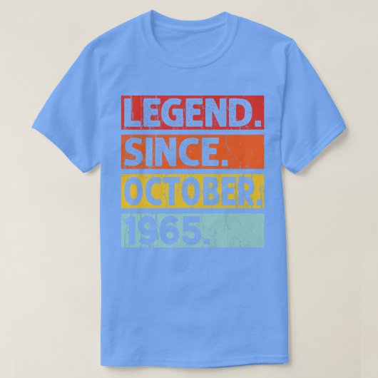 T-shirt Legend Since October 1965 57th Birthday 57 Years O (Design devant)