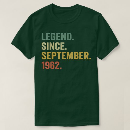 T-shirt Legend Since September 1962 60th Bday Gift 60 Year (Design devant)