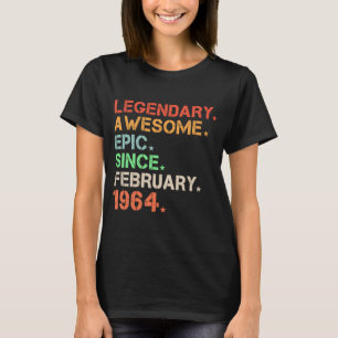 T-shirt Légendaire Épopée Awesome depuis février 1964 Rétr