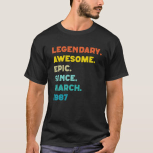 T-shirt Légendaire Incroyable Épique Depuis mars 1987, 35e