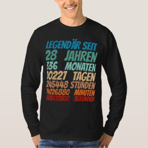 T-shirt Légendaire Pour 28 Ans 28e Anniversaire Femmes Hom
