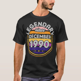 T-shirt Legendary Since Bday December 1990 Vintage 30th Bi