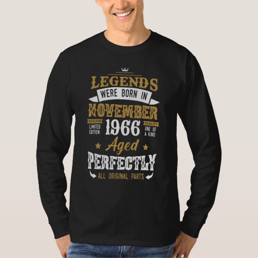 T-shirt Legendary Were Born In November 1966 u2013 Happy B (Devant)