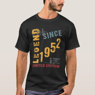 T-shirt Légende 1952 70E Anniversaire Cadeau Limité Ed