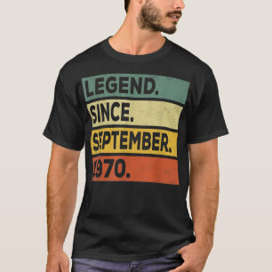 T-shirt Légende Cadeau 52 Ans Depuis Septembre 1970 52e