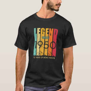 T-shirt Légende Depuis 1950 72 Ans D'Être Awesome