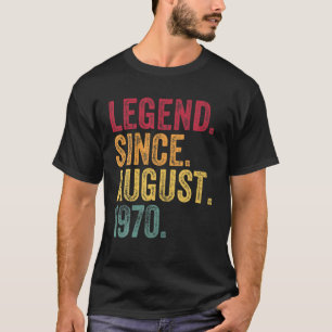 T-shirt Légende depuis août 1970 50e cadeau d'anniversaire