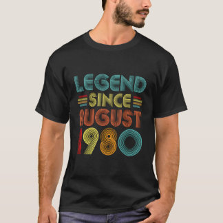 T-shirt Légende Depuis Août 1980 Vintage 43 Ans 43Ème