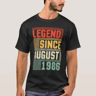 T-shirt Légende Depuis Août 1986 Joyeux Anniversaire 36 An