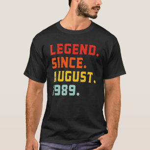 T-shirt Légende depuis août 1989 33 ans Vintage 33ème