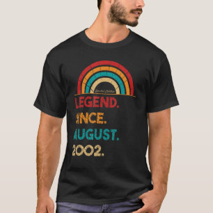 T-shirt Légende depuis août 2002 20e anniversaire Né en 20