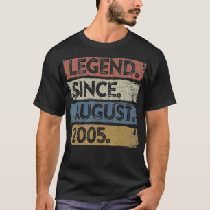 T-shirt Légende depuis août 2005 16e cadeau d'anniversaire