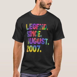 T-shirt Légende depuis août 2007 16 ans Tie Dye 16e