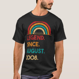 T-shirt Légende Depuis Août 2008 14ème Anniversaire Né En