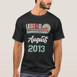 T-shirt Légende depuis août 2013 Naissance Vintage de 9 an