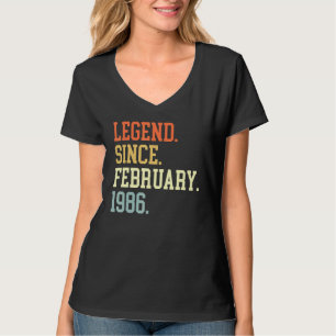 T-shirt Légende Depuis Février 1986 Pour Hommes Femmes Fév