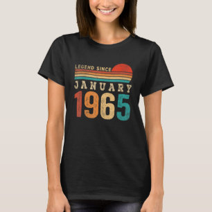 T-shirt Légende Depuis Janvier 1965 58 Ans 58ème Anniversa
