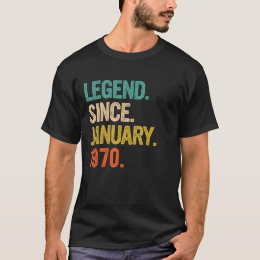 T-shirt Légende depuis janvier 1970 53 Ans 53e Naissance (Devant)