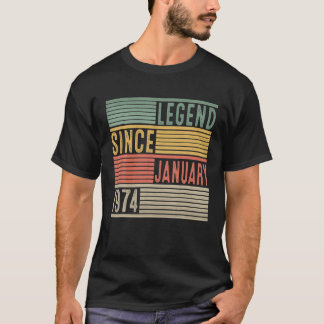 T-shirt Légende Depuis Janvier 1974 48E Anniversaire 48 An