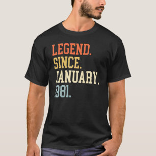 T-shirt Légende Depuis Janvier 1981 Pour Hommes Femmes 19 