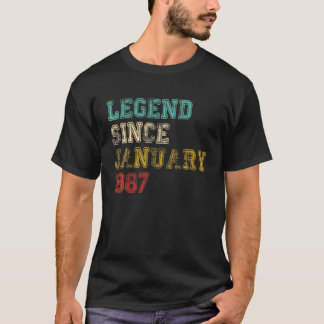 T-shirt Légende Depuis Janvier 1987 35E Cadeaux Anniversai