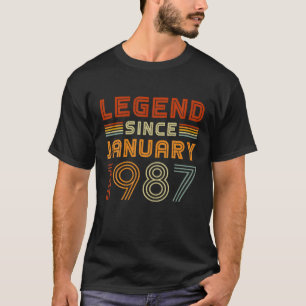 T-shirt Légende Depuis Janvier 1987 Hommes Femmes Vintage