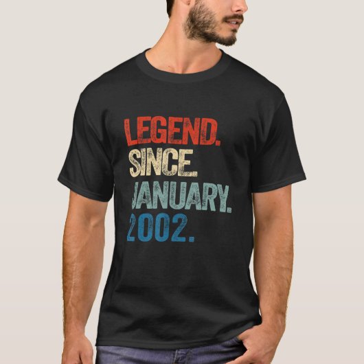 T-shirt Légende depuis janvier 2002 21 ans 21 ans Annivers (Devant)