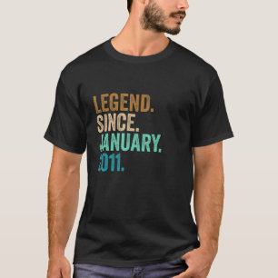 T-shirt Légende depuis janvier 2011 12e anniversaire 12 an