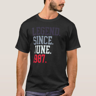 T-shirt Légende Depuis Juin 1987 Pour Hommes Femmes Juin 1