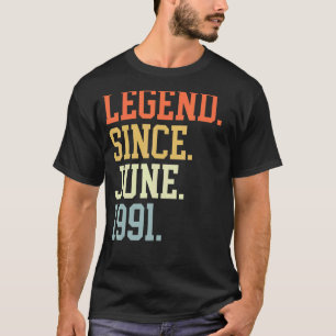 T-shirt Légende Depuis Juin 1991 Pour Hommes Femmes Juin 1
