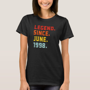 T-shirt Légende depuis juin 1998 24e anniversaire Vintage