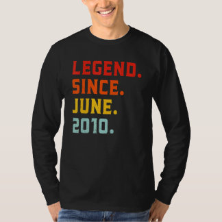 T-shirt Légende depuis juin 2010 12e anniversaire Vintage 