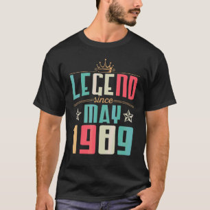 T-shirt Légende Depuis Mai 1989 Joyeux Anniversaire 33 Ans