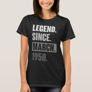 T-shirt Légende depuis mars 1950 Anniversaire 73ème Décora