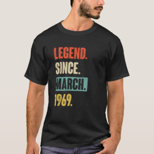 T-shirt Légende depuis mars 1969 Anniversaire 54ème Décora